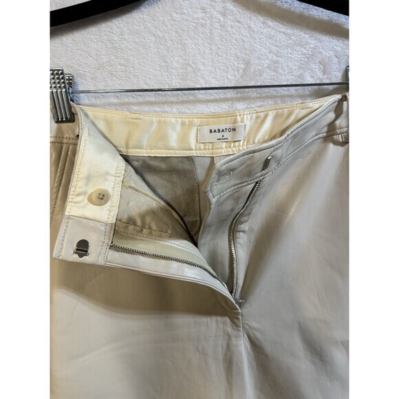 ARITZIA Babaton Vegan Leather Wide Leg Culottes Soft Sand 6 NWT - Picture 9 of 10